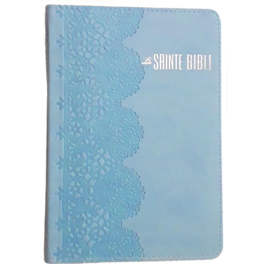 Bible Souple Bleue motif dentelle bleu Bible Souple Bleue motif dentelle bleu