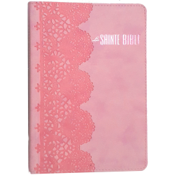 Bible Souple motif dentelle rose