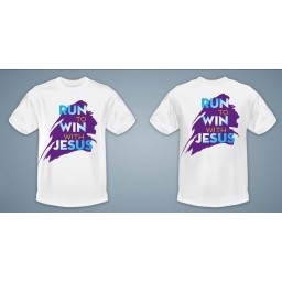 T-shirt taille L, "Run to win with Jesus"