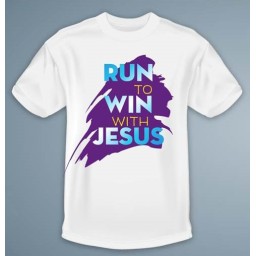 T-shirt taille 2XL, "Run to win with Jesus"