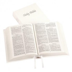 Bible en Anglais, petit modèle rigide blanche, tranche argent, version King James