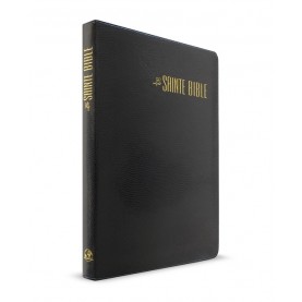 Bible confort souple lézard noir, fermeture éclair