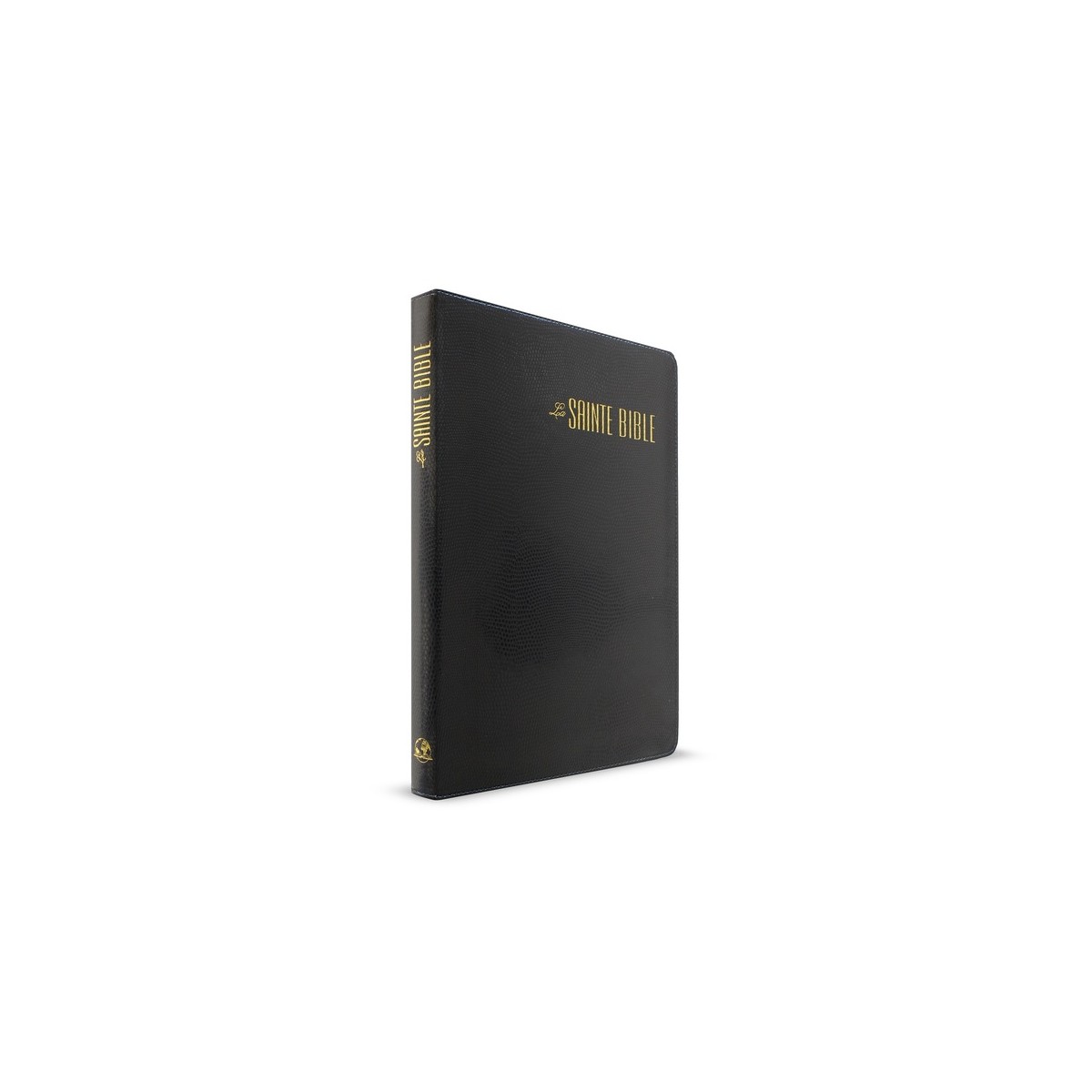 Bible confort souple lézard noir, fermeture éclair